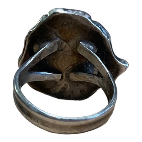 Ring Green Turquoise Silver Size 6.5 Native American Artisan Vintage Handmade - Picture 5 of 12